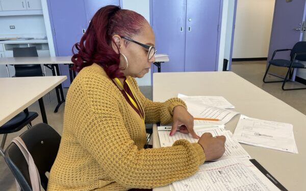Women taking a test